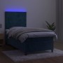 Box spring bed with mattress and LED dark blue velvet 80x200 cm by vidaXL, Beds and slatted bases - Ref: Foro24-3135973, Pric...