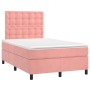 Box spring bed with mattress and LED pink velvet 120x200 cm by vidaXL, Beds and slatted bases - Ref: Foro24-3136358, Price: 4...