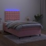 Box spring bed with mattress and LED pink velvet 120x200 cm by vidaXL, Beds and slatted bases - Ref: Foro24-3136358, Price: 4...