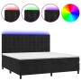 Box spring bed with mattress and LED black velvet 200x200 cm by vidaXL, Beds and slatted bases - Ref: Foro24-3136385, Price: ...