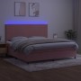 Box spring bed with mattress and LED pink velvet 200x200 cm by vidaXL, Beds and slatted bases - Ref: Foro24-3136028, Price: 6...