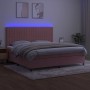 Box spring bed with mattress and LED pink velvet 200x200 cm by vidaXL, Beds and slatted bases - Ref: Foro24-3136268, Price: 6...