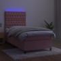 Box spring bed with mattress and LED pink velvet 80x200 cm by vidaXL, Beds and slatted bases - Ref: Foro24-3136274, Price: 33...