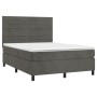 Box spring bed with mattress and LED dark gray velvet 140x200 cm by vidaXL, Beds and slatted bases - Ref: Foro24-3136186, Pri...