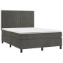 Cama box spring colchón y LED terciopelo gris oscuro 140x200 cm de vidaXL, Camas y somieres - Ref: Foro24-3136066, Precio: 49...