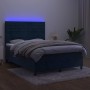 Box spring bed with mattress and LED dark blue velvet 140x200 cm by vidaXL, Beds and slatted bases - Ref: Foro24-3136189, Pri...