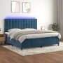 Box spring bed with mattress and LED dark blue velvet 200x200 cm by vidaXL, Beds and slatted bases - Ref: Foro24-3136387, Pri...