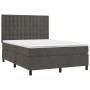 Cama box spring colchón y LED terciopelo gris oscuro 140x200 cm de vidaXL, Camas y somieres - Ref: Foro24-3136366, Precio: 49...