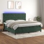 Box spring bed with mattress and LED dark green velvet 200x200cm by vidaXL, Beds and slatted bases - Ref: Foro24-3136326, Pri...