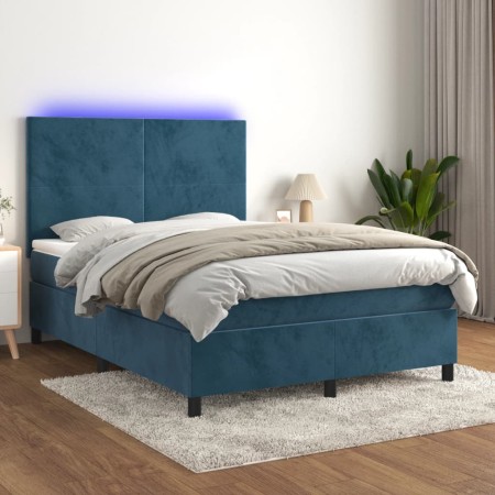 Boxspringbett mit Matratze und LED dunkelblauem Samt 140x200 cm von vidaXL, Betten und Lattenroste - Ref: Foro24-3136009, Pre...