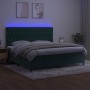 Box spring bed with mattress and LED dark green velvet 200x200cm by vidaXL, Beds and slatted bases - Ref: Foro24-3136326, Pri...