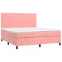 Boxspringbett mit Matratze und LED-Rosa-Samt 160x200 cm von vidaXL, Betten und Lattenroste - Ref: Foro24-3136016, Preis: 558,...