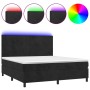 Cama box spring colchón y LED terciopelo negro 160x200 cm de vidaXL, Camas y somieres - Ref: Foro24-3136013, Precio: 554,91 €...