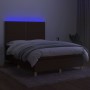 Box spring bed mattress LED lights dark brown fabric 140x200cm by vidaXL, Beds and slatted bases - Ref: Foro24-3135360, Price...