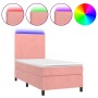 Box spring bed with mattress and LED pink velvet 90x200 cm by vidaXL, Beds and slatted bases - Ref: Foro24-3135986, Price: 36...