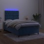 Box spring bed with mattress and LED dark blue velvet 120x200 cm by vidaXL, Beds and slatted bases - Ref: Foro24-3136297, Pri...