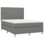 Boxspringbettmatratze und LED-Leuchten dunkelgrauer Stoff 140x190 cm von vidaXL, Betten und Lattenroste - Ref: Foro24-3135350...