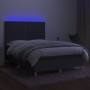 Box spring bed mattress and LED lights dark gray fabric 140x190 cm by vidaXL, Beds and slatted bases - Ref: Foro24-3135350, P...