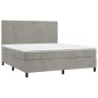 Cama box spring colchón y LED terciopelo gris claro 160x200 cm de vidaXL, Camas y somieres - Ref: Foro24-3136011, Precio: 578...