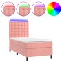 Box spring bed with mattress and LED pink velvet 80x200 cm by vidaXL, Beds and slatted bases - Ref: Foro24-3136334, Price: 32...