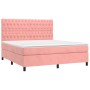 Cama box spring colchón y LED terciopelo rosa 160x200 cm de vidaXL, Camas y somieres - Ref: Foro24-3136316, Precio: 590,59 €,...