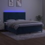 Box spring bed with mattress and LED velvet dark blue 160x200 cm by vidaXL, Beds and slatted bases - Ref: Foro24-3136015, Pri...