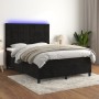 Box spring bed with mattress and LED black velvet 140x190 cm by vidaXL, Beds and slatted bases - Ref: Foro24-3136121, Price: ...