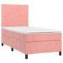 Box spring bed with mattress and LED pink velvet 90x190 cm by vidaXL, Beds and slatted bases - Ref: Foro24-3135980, Price: 33...