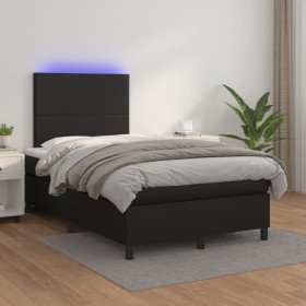 Cama box spring colchón y LED cuero sintético negro 120x200 cm de vidaXL, Camas y somieres - Ref: Foro24-3135813, Precio: 473...