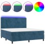 Cama box spring colchón y LED terciopelo azul oscuro 180x200 cm de vidaXL, Camas y somieres - Ref: Foro24-3136021, Precio: 61...