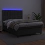 Box spring bed with mattress and LED black synthetic leather 140x200 cm by vidaXL, Beds and slatted bases - Ref: Foro24-31359...