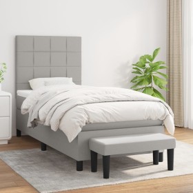 Cama box spring con colchón tela gris claro 100x200 cm de vidaXL, Camas y somieres - Ref: Foro24-3136573, Precio: 403,60 €, D...