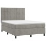 Box spring bed with mattress and LED light gray velvet 140x190 cm by vidaXL, Beds and slatted bases - Ref: Foro24-3136119, Pr...