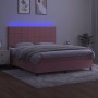 Cama box spring colchón y LED terciopelo rosa 180x200 cm de vidaXL, Camas y somieres - Ref: Foro24-3136142, Precio: 581,31 €,...