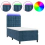 Box spring bed with mattress and LED dark blue velvet 80x200 cm by vidaXL, Beds and slatted bases - Ref: Foro24-3136333, Pric...