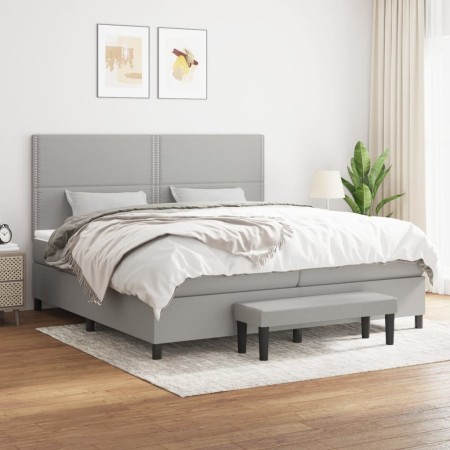 Cama box spring con colchón tela gris claro 200x200 cm de vidaXL, Camas y somieres - Ref: Foro24-3136621, Precio: 710,04 €, D...