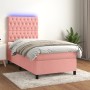 Box spring bed with mattress and LED pink velvet 100x200 cm by vidaXL, Beds and slatted bases - Ref: Foro24-3136292, Price: 3...