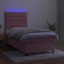 Box spring bed with mattress and LED pink velvet 100x200 cm by vidaXL, Beds and slatted bases - Ref: Foro24-3136292, Price: 3...