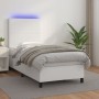 Boxspringbett mit Matratze und LED-weißem Kunstleder 100x200 cm von vidaXL, Betten und Lattenroste - Ref: Foro24-3135808, Pre...