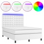 Cama box spring colchón y LED cuero sintético blanco 140x190 cm de vidaXL, Camas y somieres - Ref: Foro24-3135940, Precio: 56...