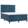 Box spring bed with mattress and LED dark blue velvet 140x190 cm by vidaXL, Beds and slatted bases - Ref: Foro24-3136183, Pri...