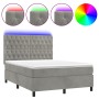 Cama box spring colchón y LED terciopelo gris claro 140x190 cm de vidaXL, Camas y somieres - Ref: Foro24-3136299, Precio: 641...