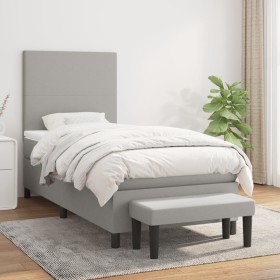 Cama box spring con colchón tela gris claro 100x200 cm de vidaXL, Camas y somieres - Ref: Foro24-3136413, Precio: 405,89 €, D...