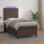 Cama box spring colchón y LED cuero sintético marrón 100x200 cm de vidaXL, Camas y somieres - Ref: Foro24-3135870, Precio: 39...