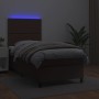 Box spring bed with mattress and LED brown synthetic leather 100x200 cm by vidaXL, Beds and slatted bases - Ref: Foro24-31358...