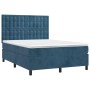 Boxspringbett mit Matratze und LED dunkelblauem Samt 140x190 cm von vidaXL, Betten und Lattenroste - Ref: Foro24-3136363, Pre...