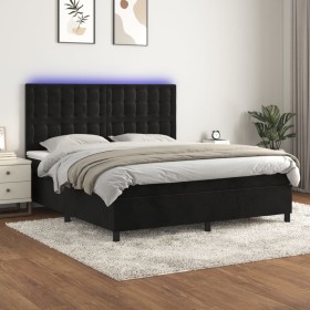 Cama box spring colchón y LED terciopelo negro 180x200 cm de vidaXL, Camas y somieres - Ref: Foro24-3136379, Precio: 635,29 €...