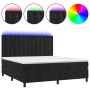 Box spring bed with mattress and LED black velvet 180x200 cm by vidaXL, Beds and slatted bases - Ref: Foro24-3136379, Price: ...