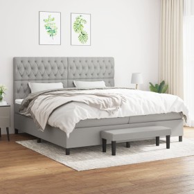 Cama box spring con colchón tela gris claro 200x200 cm de vidaXL, Camas y somieres - Ref: Foro24-3136861, Precio: 721,97 €, D...