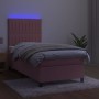 Box spring bed with mattress and LED pink velvet 100x200 cm by vidaXL, Beds and slatted bases - Ref: Foro24-3136232, Price: 3...